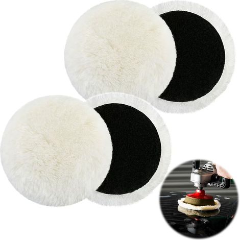 4 Stück 125mm Wollpolierpad Set, Polierhaube für Exzenterschleifer Korkboden Polieren