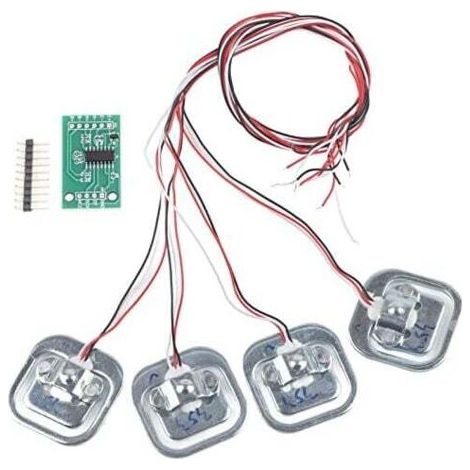 Modulo sensore di pressione HX711 per Arduino, estensimetro per carico 50 kg/100 kg/200 kg, kit di sensori di carico a 4 pezzi, compatibile con Arduino fai-da-te, 34 x 34 mm