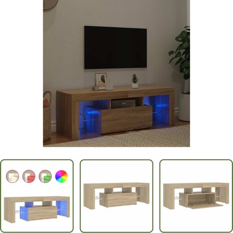 LED-Leuchten - TV-Schrank mit LED-Leuchten Sonoma-Eiche 120x35x40 cm (1/5)