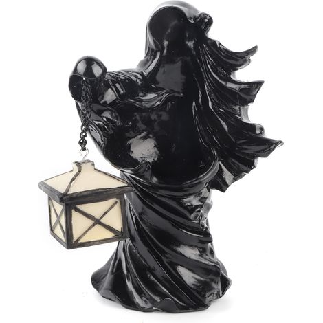 Sculpture résine sorcière LED Halloween lanterne statue décoration jardin terrasse fêtes noir (1/5)