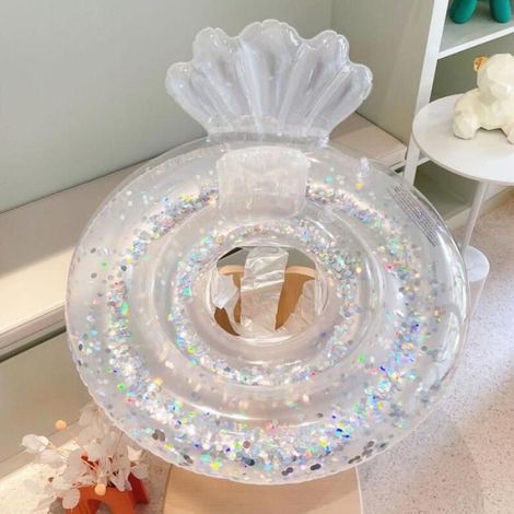 Bouée Enfant - Coquillage Transparent Avec Paillettes - Flotteur Piscine Gonflable - 1 Pièce (1/5)