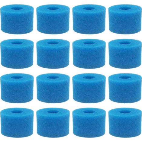 Lot de 16 cartouches filtrantes en mousse lavables et réutilisables compatibles avec les spas Intex Pure Spa de type S1.-AquaForge (1/5)