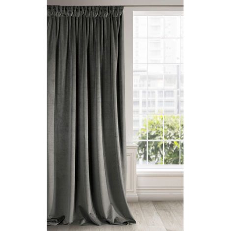 Eurofirany RIA Tenda Oscurante con Fettuccia Arricciatenda - Extra Lunga, Elegante, Tinta Unita per Soggiorno, Camera da Letto, Densità 290 g/m², 140x270 cm, Grigio Grafite (1/4)