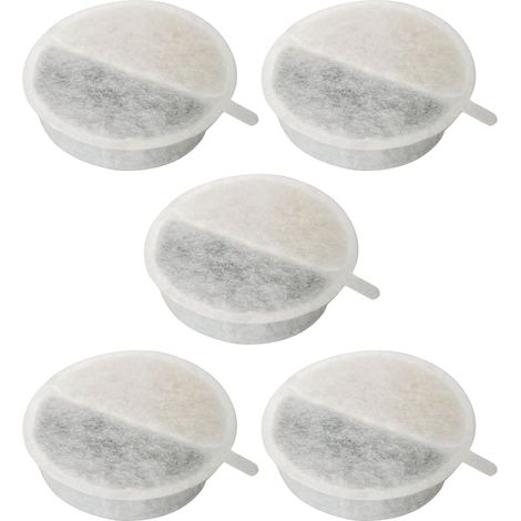 5X Filtre Fontaine Eau Chat Rond Résine Charbon Actif 4 Couches Filtration Mousse Chien Animal Universel, 65mm (1/5)