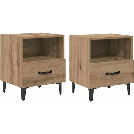 Maison Exclusive - Armadio da Notte 2 pz Rovere artigianale 40 x 35 x 47,5 cm (1/5)