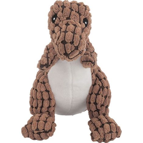 Jouet grinçant pour chien, nettoyage des dents, résistant aux morsures, interactif en forme de dinosaure, chiot en peluche à mâcher pour petit et moyen animal de compagnie, marron clair S (1/5)