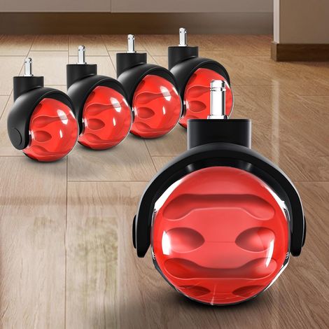 Set di 5 rotelle per sedia da ufficio, perno universale 11x22 mm, ruote in gomma, scorrevoli e silenziose, sicure per tutti i pavimenti, ricambio da 2 pollici (1/5)