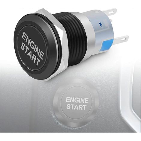 Botón pulsador de arranque del motor de 12 V y 19 mm (negro), resistente al agua. Botón de encendido/arranque del coche. (1/5)