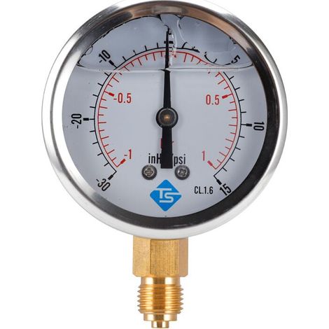 Manometro, -30-60 inHg/psi, -1-4 Bar, supporto inferiore 1/4 NPT, manometro dell'aria, manometro dell'acqua, manometro idraulico, manometro dell'olio, vacuometro radiale riempito d'olio (1/5)