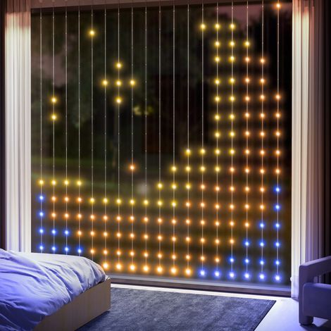 Design Rideau lumineux LED intelligent 3x3m avec synchronisation musicale, télécommande et application Effets et couleurs personnalisables (1/4)
