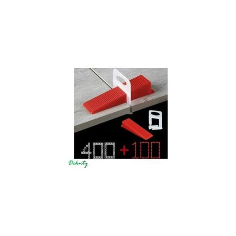 d’aide à la pose de carrelage, 400 Clips, 100 Cales Réutilisable pour la Pose de Carreaux épaisseur 3–12 mm (1/4)