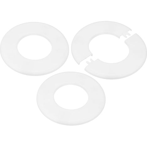 3-Pack Flasque Murale Fendue, Plaque D'Escutcheon Ronde Auto-Adhésive En ABS Pour Accessoires De Tuyau De 63 mm/2.48 in De Diamètre/Plancher/Plafond [Blanc,6.5 mm/0.26 in H] (1/5)