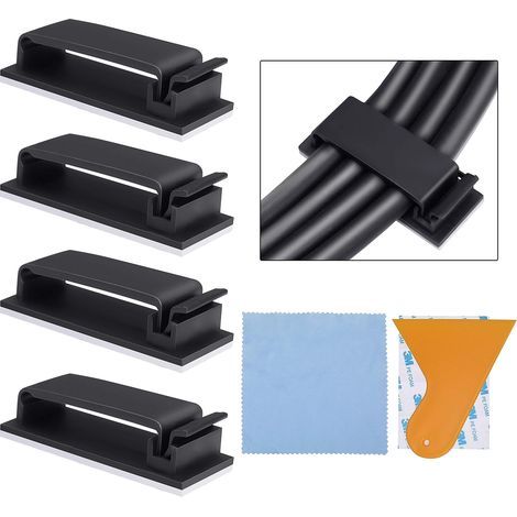 50 pcs Adhesive Cable Clips, 3M Adhesive Cable Clips, Self-Adhesive Cable Organizer, Electrical Wire Organizer for TV/PC/Office/Home with Scraper and Cleaning Cloth Included (1/5)