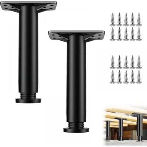 Pieds de Lit Réglable,22-42cm Pied de Meuble Salle de Bain Pied,Pieds de Meuble,Pieds de Meubles Réglables,pour Table Chaise Armoires Canapé Jambe,Noir,2 Pièces (1/5)