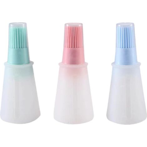 Pinceau à Huile - 3 Pièces - Silicone - Résistant Chaleur - Cuisine et Barbecue - Rose Vert Bleu