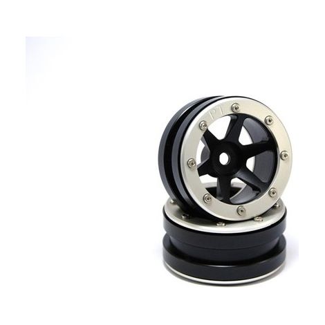 Beadlock Wheels PT- Slingshot Black/Silver 1.9 (2 pcs)