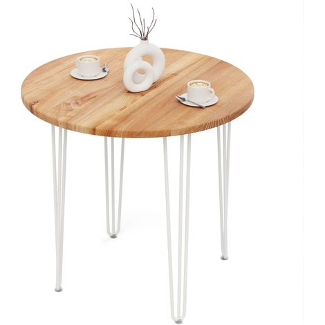 Tisch rund 80 cm Stärke: 28mm, Farbe: Dunkel, Beine: Elfenbein (1/5)