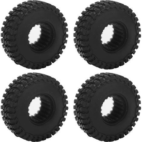 Lot de 4 pneus RC en caoutchouc noir à fort amorti, avec écrous antidérapants pour voiture télécommandée Axial SCX24 1/24 (1/5)