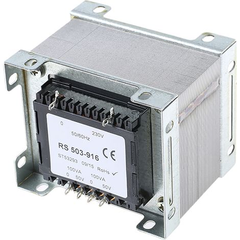Transformateur à montage sur châssis, Vin 230V c.a., Vout 50V c.a., 2 sorties, 200VA ( Prix pour 1 )