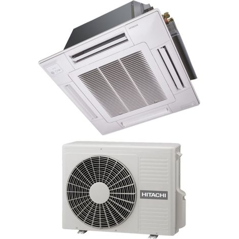 hitachi cassette aire acondicionado inverter 4 vias 9000 btu rai-25rpe r-32 wi-fi opcional con rejilla incluida - nuevo (1/2)