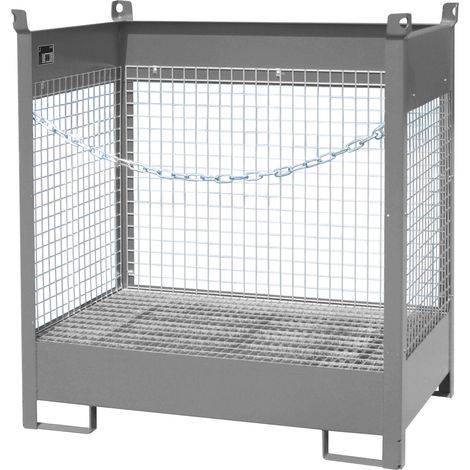 Bauer Fass-Stapelpalette FSP-2 D, Drahtgitterwände, Mausgrau