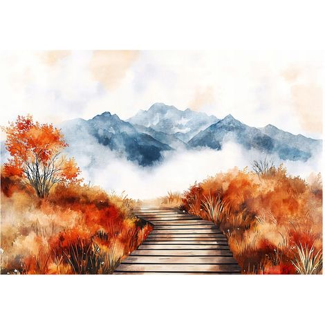 Papier peint mural montagnes nature paysage pop art intissé grand format design intérieur salon chambre pas cher 150x105 cm (1/5)