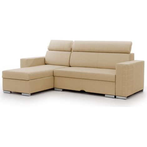 Ecksofa Schlafsofa Sofa CANTON in Stoff Liverpool Beige Ottomane Links (1/5)