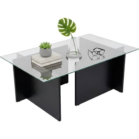 Table basse Azriel, Porte-revues, Forme rectangulaire, 65x105x40h cm Noir