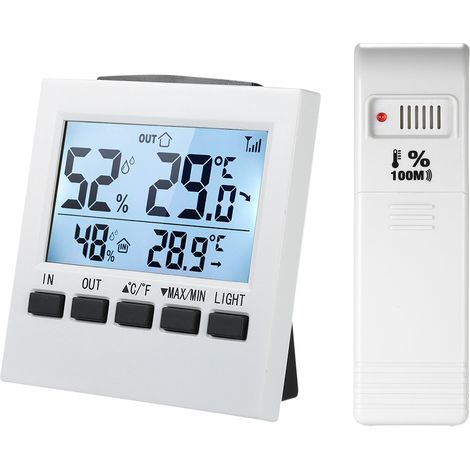 Kabelloses digitales LCD-Thermometer-Hygrometer für den Innen- und Außenbereich, zeigt Maximal- und Minimalwerte an, mit Sender.