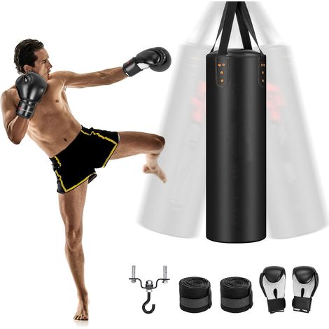 COSTWAY Hanging Boxing Bag Set 4-In-1 Unfilled Punching Bag Set-Black (1/5)
