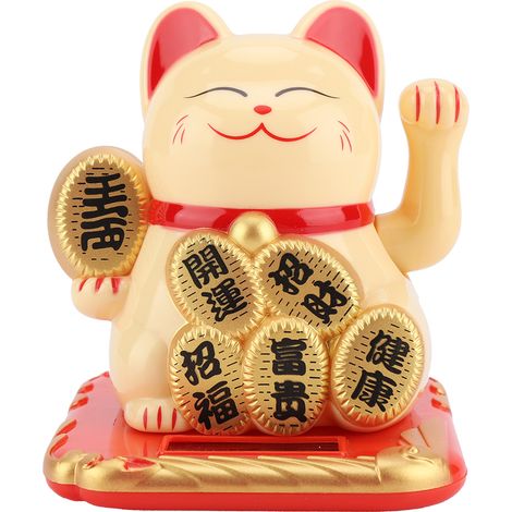 Chat mignon porte-bonheur solaire oscillant pour décoration intérieure de voiture (Doré) (1/5)
