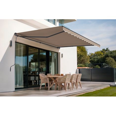 Einteilige Markise VECCHIO 4m x 3m - Premium-Leinwand 320g/m² Taupe (1/4)