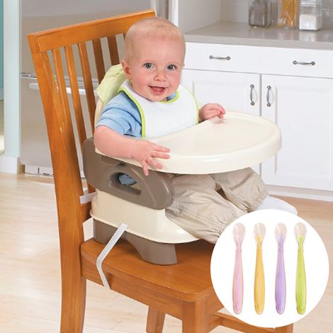 Cuillère Bébé - Cuillère En Silicone Souple Pour Apprentissage De L’Autonomie - Pour Purées Céréales Et Aliments Mous - Lot De 4 (1/5)