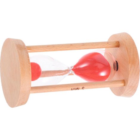 Générique Minuteur Sablier Décoratif Rond en Bois et Verre Rouge (1/5)