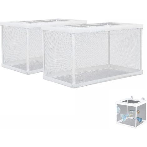 2-Piece Fish Incubator Box, White Plastic Insulating Net, Fish Incubator, For Glass Aquariums, Raising Fry (1/5)