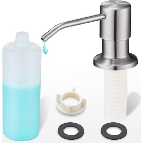 Seifenspender aus gebürstetem Nickel mit Top-Fill-Funktion für Waschbecken, integrierter Edelstahl-Seifenspender mit großer 400-ml-Flasche – AquaForge (1/5)