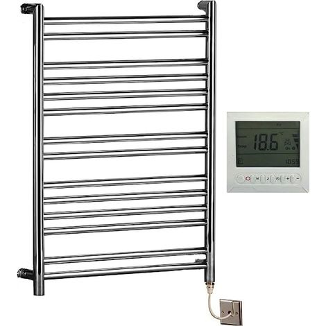 Tokyo Electric Designer Stainless Steel Central Heating Towel Rail 500 x 850mm + 7 Day Timer/Thermostat (1/3)