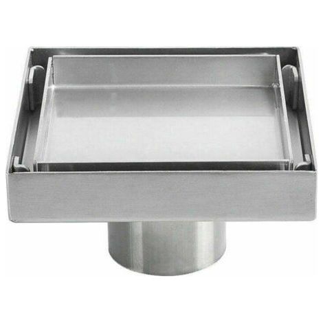 Siphon de sol invisible en acier inoxydable 304 drain de sol déodorant épaissi carré 1010cm (1/5)