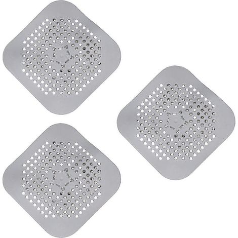 Lot de 3 plaques isolantes en silicone pour bonde de lavabo, 14 x 14 cm, pliables, avec protection anti-brûlure et poignée intégrée.-gray (1/5)