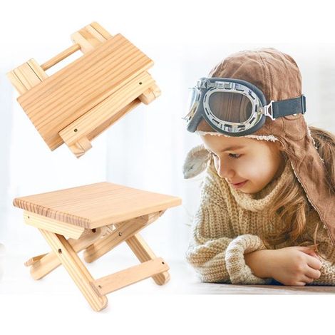 Taburete plegable de madera portátil, para interior/exterior, silla de pesca, equipo para picnic y camping (color madera natural) (1/3)