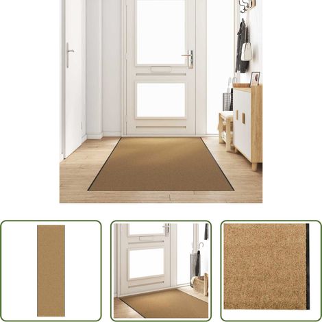 Tapis de porte - Tapis d'entrée Crème et noir 120 x 400 cm Polyamide et PVC (1/5)