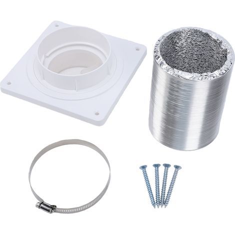 4-Zoll-Wäschetrockner-Abluftanschlussset, Schnellverschluss-Wandflansch, Aluminiumschlauch mit Klemme für Badezimmer (1/5)