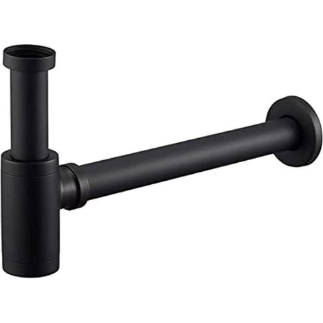 Siphon de Lavabo Noir Universel Tube Siphon de Lavabo Siphon en Acier Inoxydable 1 1/4 x 32mm Salle de Bain Siphon Évier Métal Siphon à Tube Siphon à Tube Syphon Lavabo Reglable Anti Odeur (1/5)