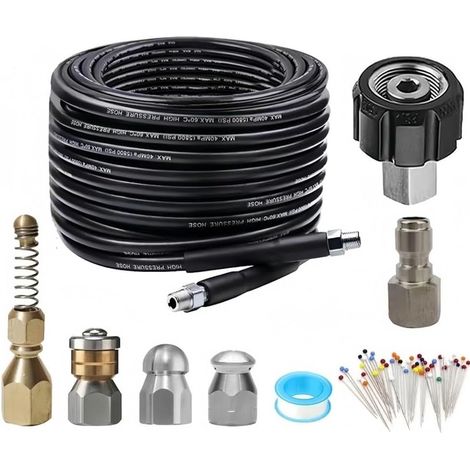 Tuyau de nettoyage haute pression de 10 m pour nettoyeur haute pression Kärcher - Élimination des tuyaux bouchés - Buse de débouchage (1/5)