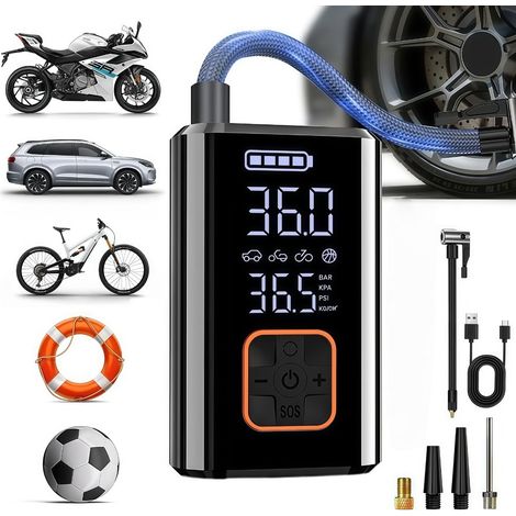 Gonfleur de pneus sans fil — compresseur d'air portable 80W, 150 PSI, LED, batterie rechargeable 3x2000mAh (1/5)