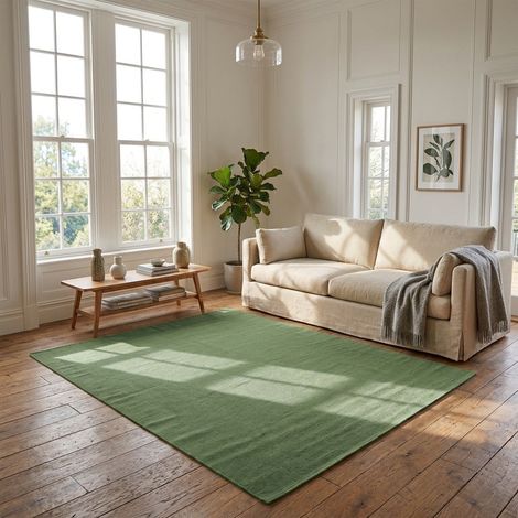 Kilim moderne Tapis Fancy - Tapis en laine  - 240x170cm, Rectangular - 100% Laine vierge - Tissé main - Vert