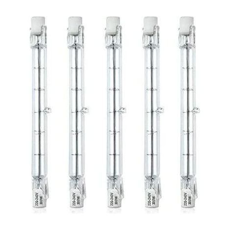 RHG Halogenlampe - Dimmbare R7S 118mm 300W Halogen-Stiftlampe AC220-240V 5900lm J118 Linearer Halogenstrahler für Landschaftsbeleuchtung, Sicherheit, Straßenbeleuchtung (5er-Pack, Warmweiß 2800K) (1/5)