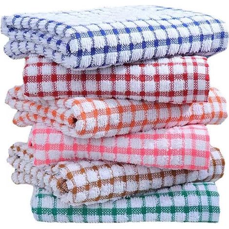 Plaid Kitchen Tea Towels, Plaid Design, Strong Water Absorption, Soft Texture, Durable Design, Suitable for Home Kitchen Use. (1/5)