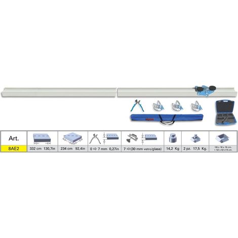 Sigma – Système de coupe extensible pour carreaux grand format – Longueur de coupe 332 cm – Épaisseur jusqu’à 12 mm – Ventouses anti-taches repositionnables