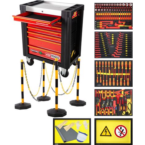 KS Tools PERFORMANCEplus Werkstattwagen e10 mit 164 isolierten Werkzeugen für Hybrid- und Elektrofahrzeuge (1/5)